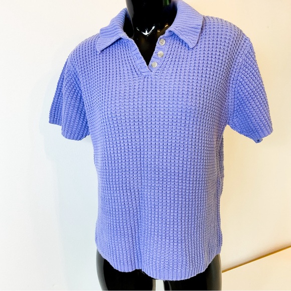 Vintage Tops - 90s VINTAGE Eddie Bauer Waffle Sweatshirt Lilac Purple